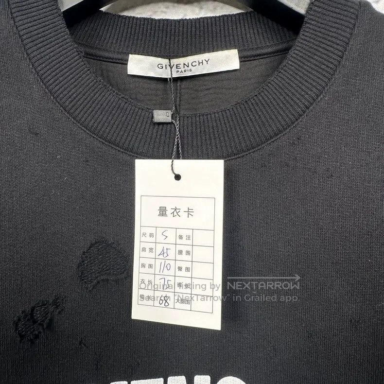 Givenchy Givenchy Black classic torn logo bug hole round neck crewn Size US S / EU 44-46 / 1 - 4 Thumbnail