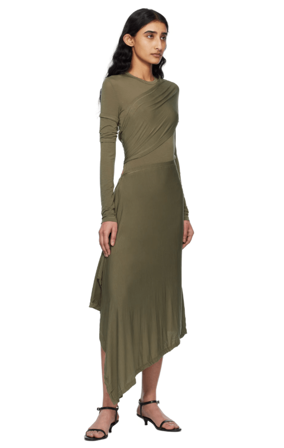 Helmut Lang BNWT SS25 HELMUT LANG KHAKI PROTECTION MIDI DRESS L Size L / US 10 / IT 46 - 14 Thumbnail