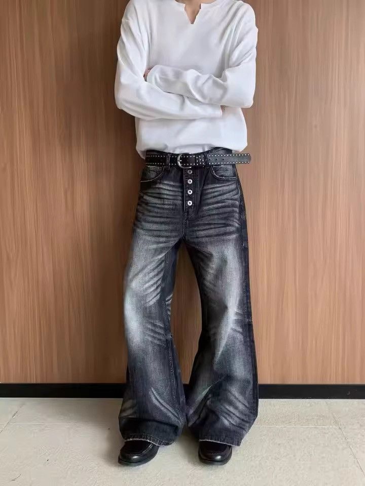 Japanese Brand Washed Baggy Wide Leg Denim Pants Streetwear Jeans Size US 30 / EU 46 - 1 Thumbnail