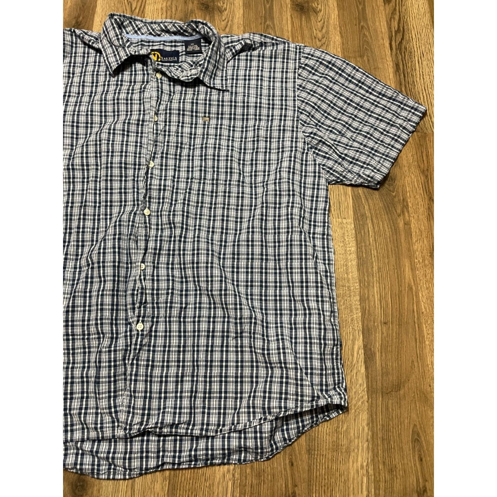 Nautica Nautica Shirt Men XXL Blue White Plaid Button Up Short Sleeve Size US XXL / EU 58 / 5 - 4 Thumbnail