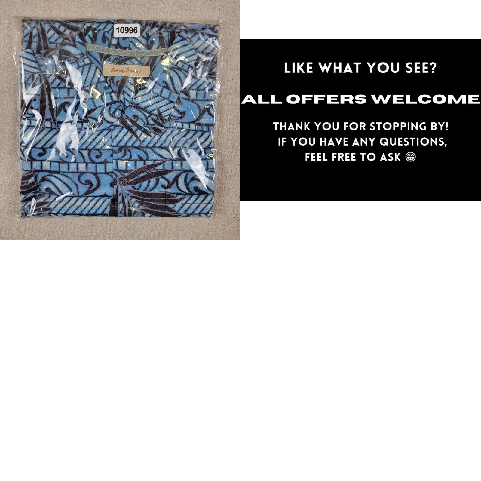 Tommy Bahama Tommy Bahama Silk Shirt Men XL Blue Floral Aztec Tribal Hawaiian Shirt - Button-Up, Short Sleeve, Collared, Casual, Travel, Regular Fit Size US XL / EU 56 / 4 - 9 Thumbnail