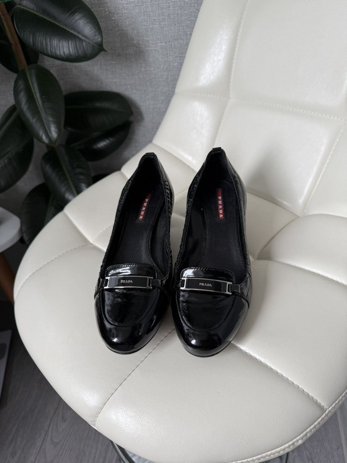 Prada Prada Linea Rossa Patent Leather Loafers Block Heel Shoes Size US 7 / IT 37 - 14 Thumbnail
