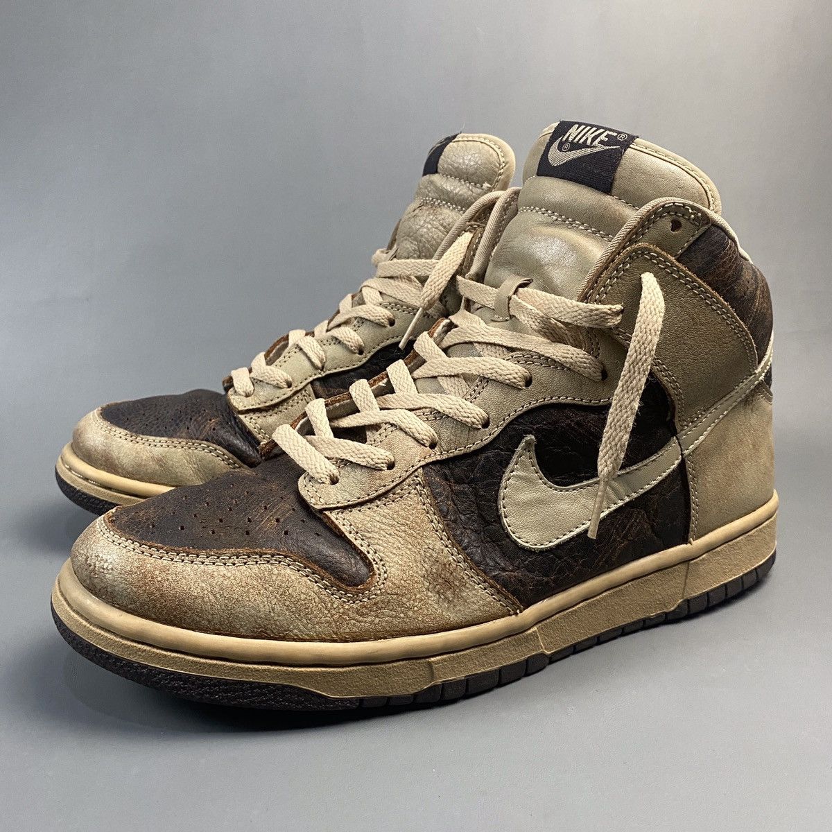 image of Nike Dunks High Grudge Pack 2003 Shoes in Brown, Men's (Size 10)