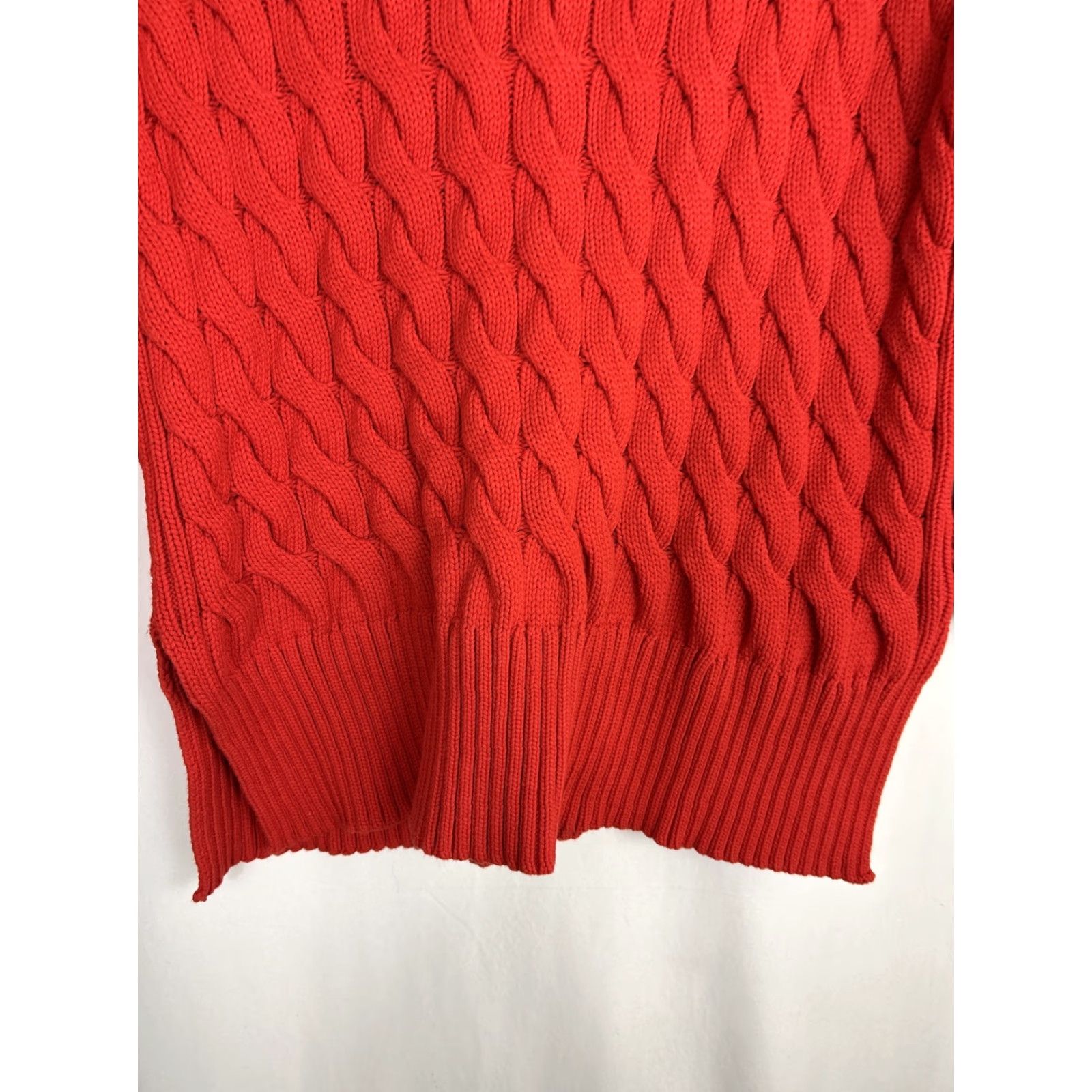 J.Crew VINTAGE? No — Actually J.Crew M-L Cotton Cable Knit Side Slit Crew Sweater Red-Orange Oversized BM401 Size L / US 10 / IT 46 - 5 Thumbnail