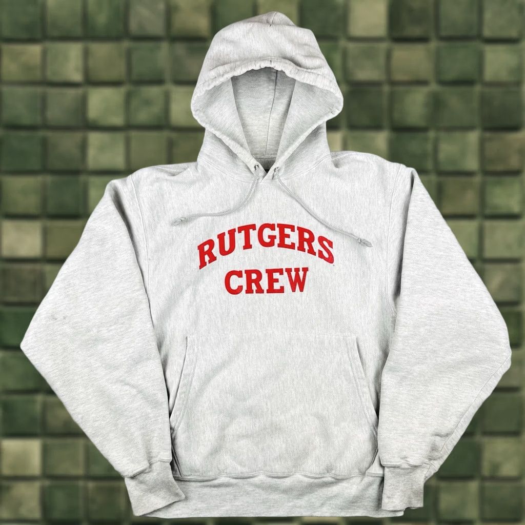 Champion VINTAGE Champion Reverse Weave Rutgers Hoodie Mens M Gray 90s College Pullover Sweatshirt Size US M / EU 48-50 / 2 - 1 Thumbnail