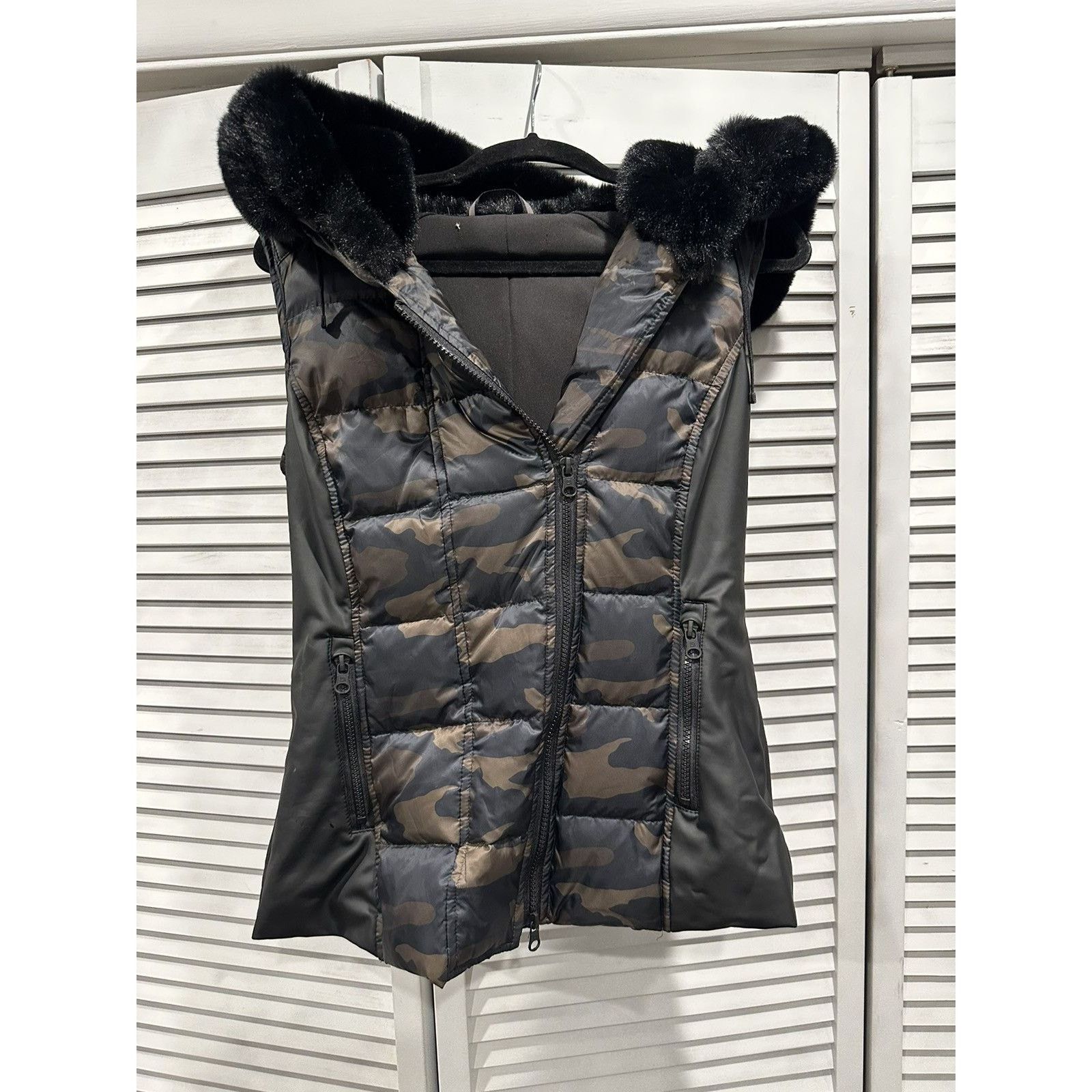 Blanc Noir Blanc Noir Camo Asymmetric-Zip Hooded Moto Vest Size S / US 4 / IT 40 - 2 Thumbnail