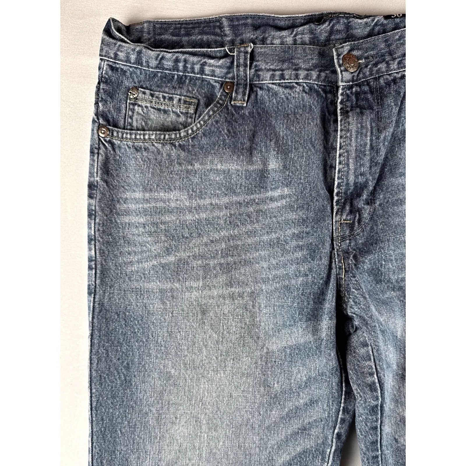 Denime VINTAGE Marc Ecko Jeans Bootcut 36 Denim Men Regular Inseam 33 Blue Fleur De Lis Back Pocket Clamp Stitching Back Pocket Embellished Size 36 Size US 36 / EU 52 - 6 Thumbnail