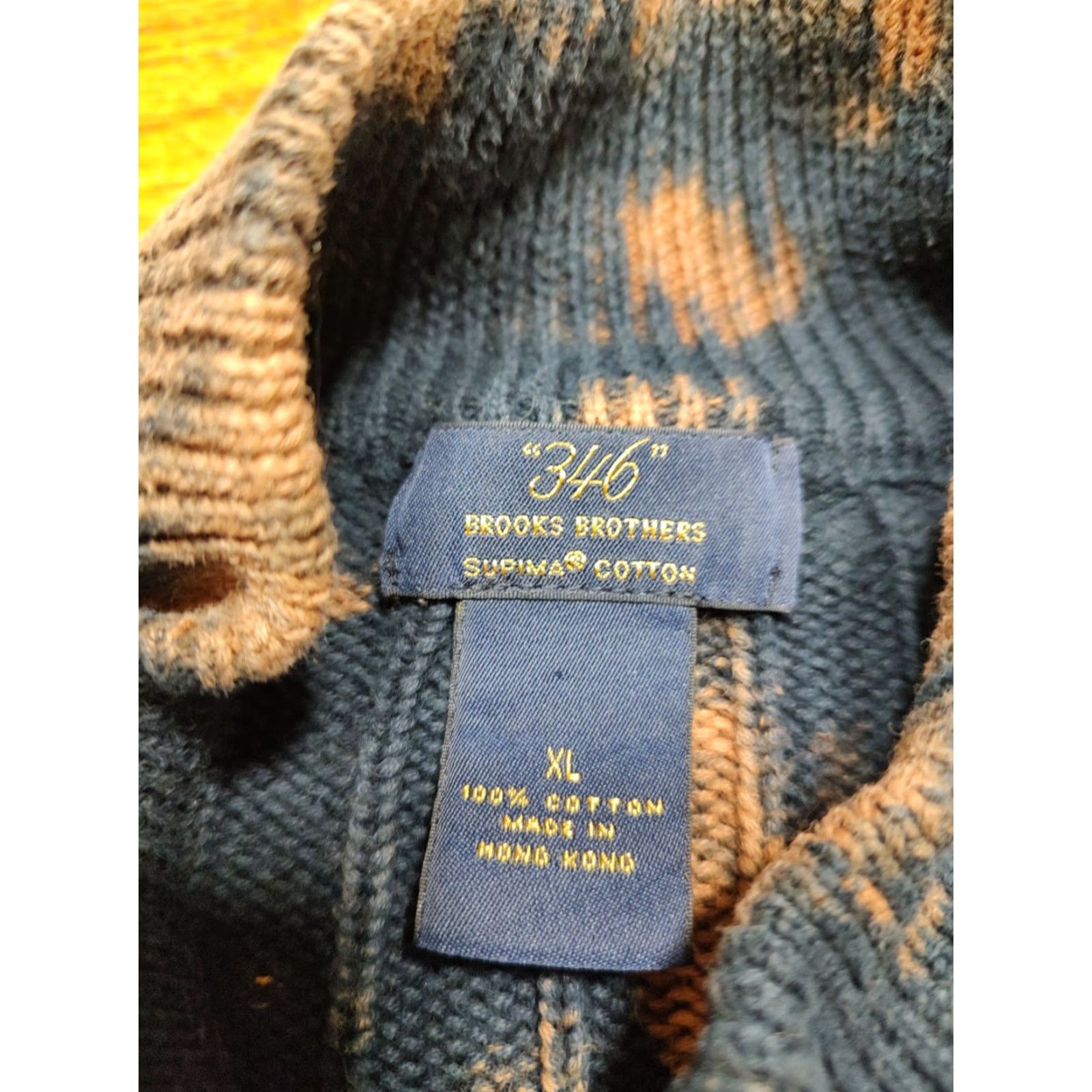 Brooks Brothers Brooks Brothers Sweater Mens XL Full Zip Cable Knit Cotton Acid Wash Tie Dye Multicolor Size US XL / EU 56 / 4 - 4 Thumbnail