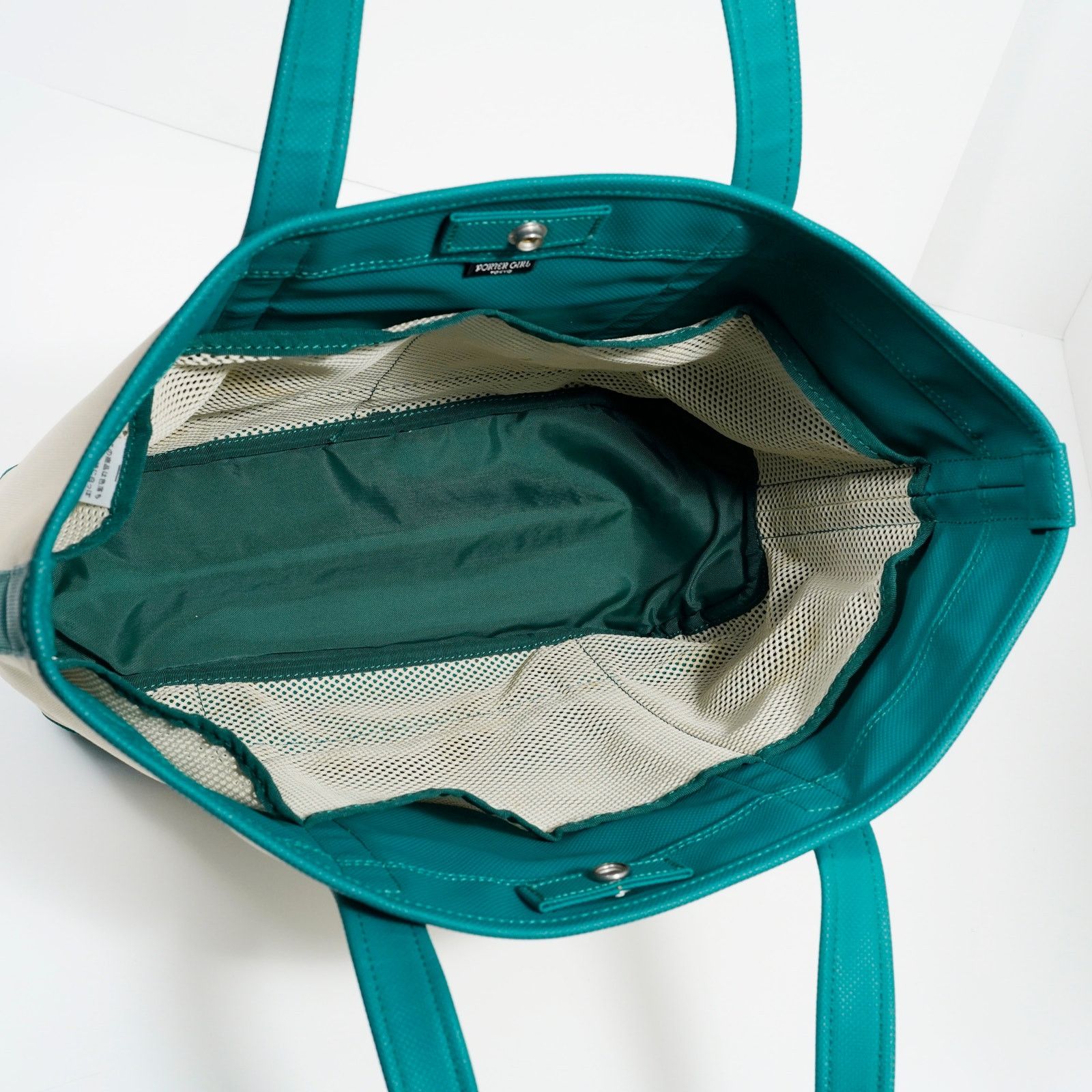 Porter Porter Girl Boyfriend Tote Canvas Ivory Green Japan Made Size ONE SIZE - 6 Thumbnail