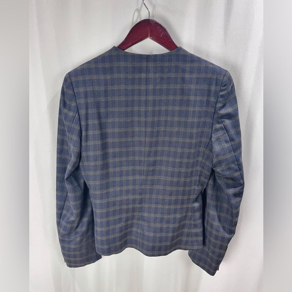 Vintage Vintage 100% Wool Navy Plaid Tailored Short Jacket US S Size S / US 4 / IT 40 - 3 Thumbnail