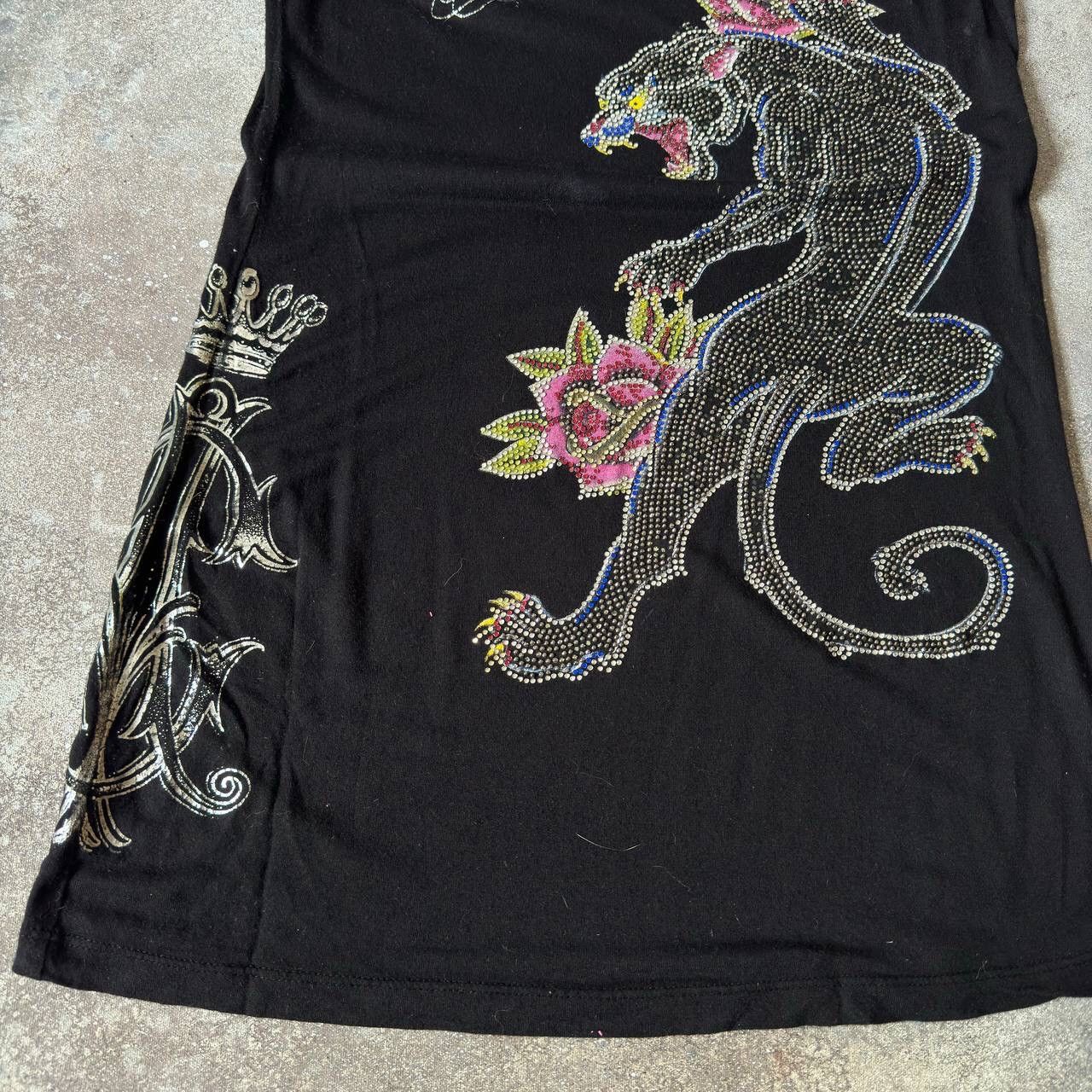 Christian Audigier × Ed Hardy Christian Audigier (Ed Hardy) Rhinestones Pantera T-Shirt Size M / US 6-8 / IT 42-44 - 3 Thumbnail