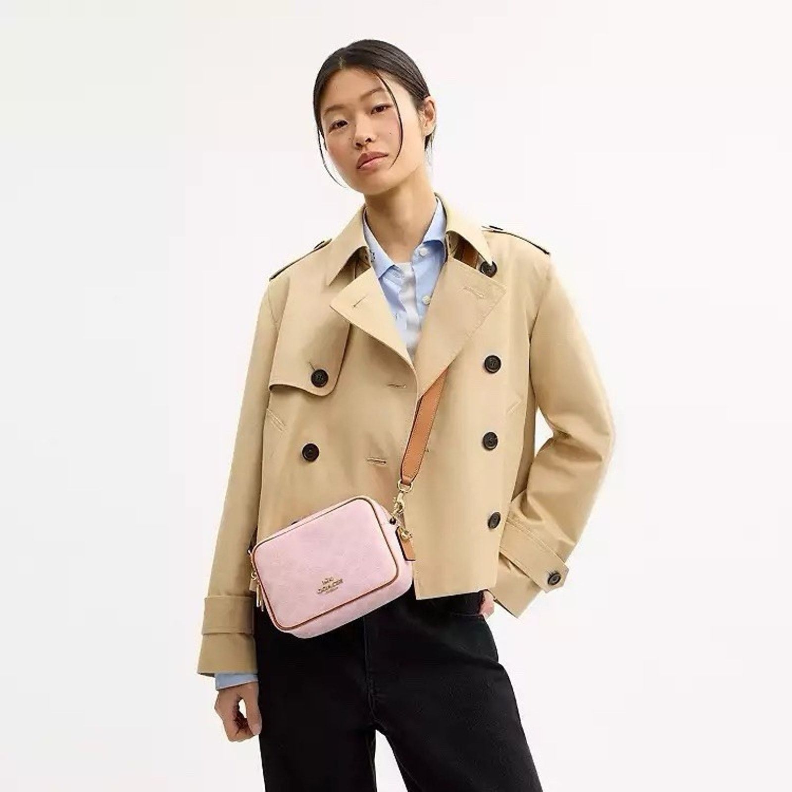Coach NWT Coach CEK74 Mini Carey Crossbody Bag Charms Powder Pink Size ONE SIZE - 8 Thumbnail
