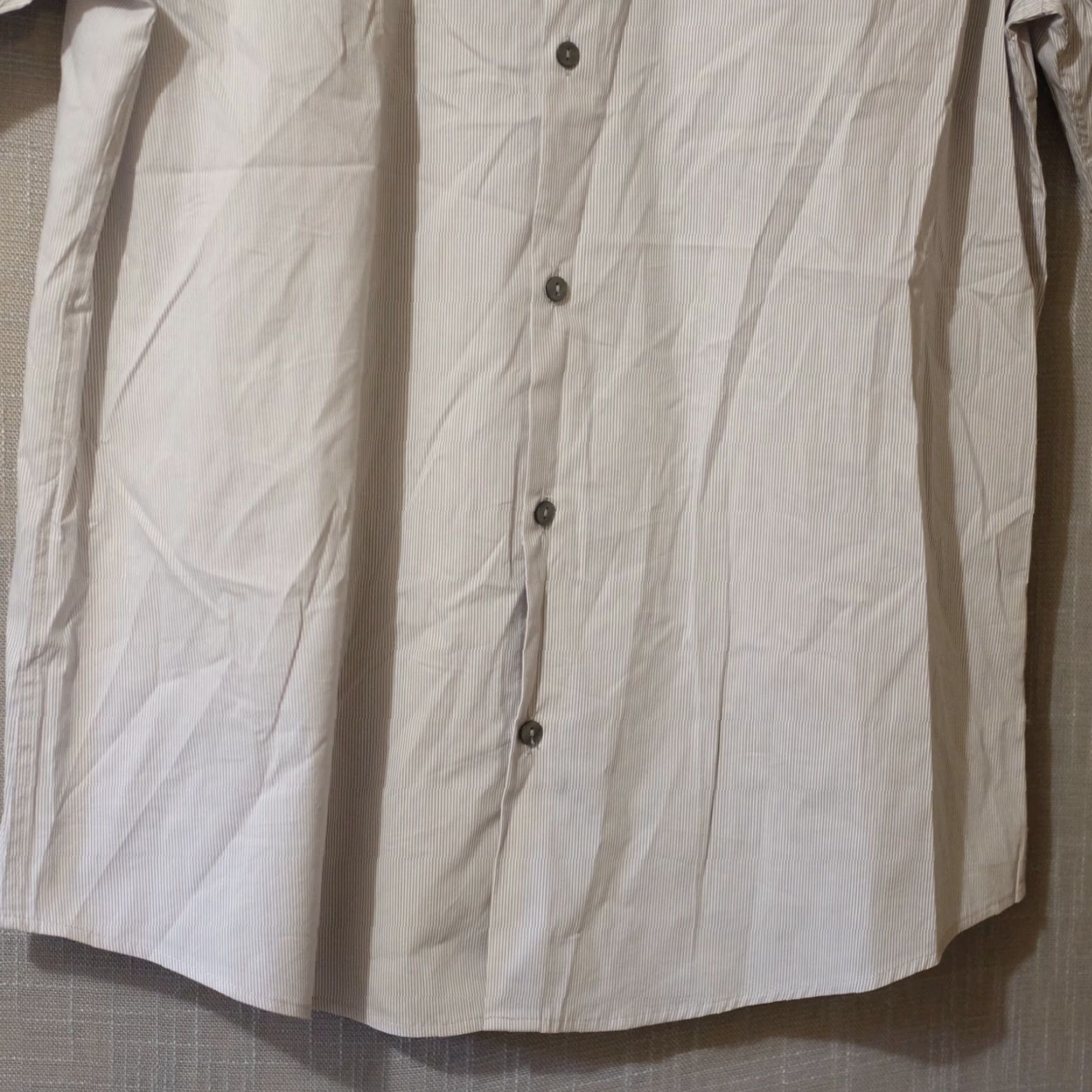 Alfani Alfani Shirt Short Sleeve Button-Up Grey/White Pinstripe Men's L - Collared, Lightweight, Pockets, Stretch, 3/4 Sleeve? Size US L / EU 52-54 / 3 - 4 Thumbnail