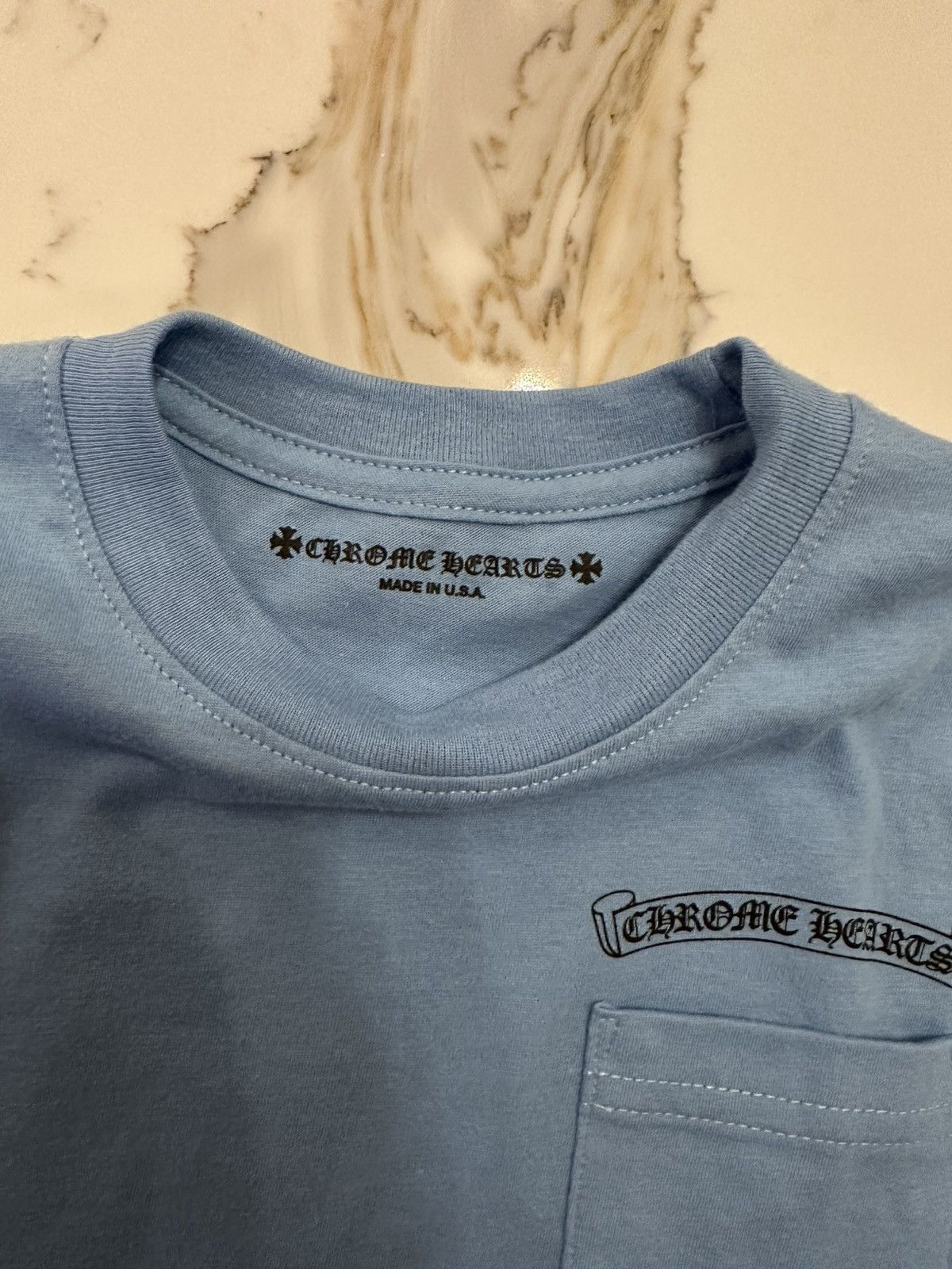 Chrome Hearts Chrome Hearts Blue Scroll Logo Short Sleeve Tee Size US XXS / EU 40 - 5 Thumbnail