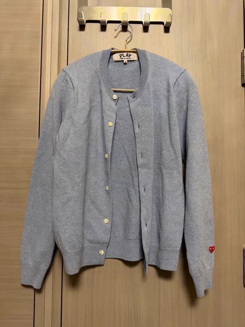 Comme des Garcons Comme Des Garcons Wool Cardigan, Light Blue Size L / US 10 / IT 46 - 2 Thumbnail