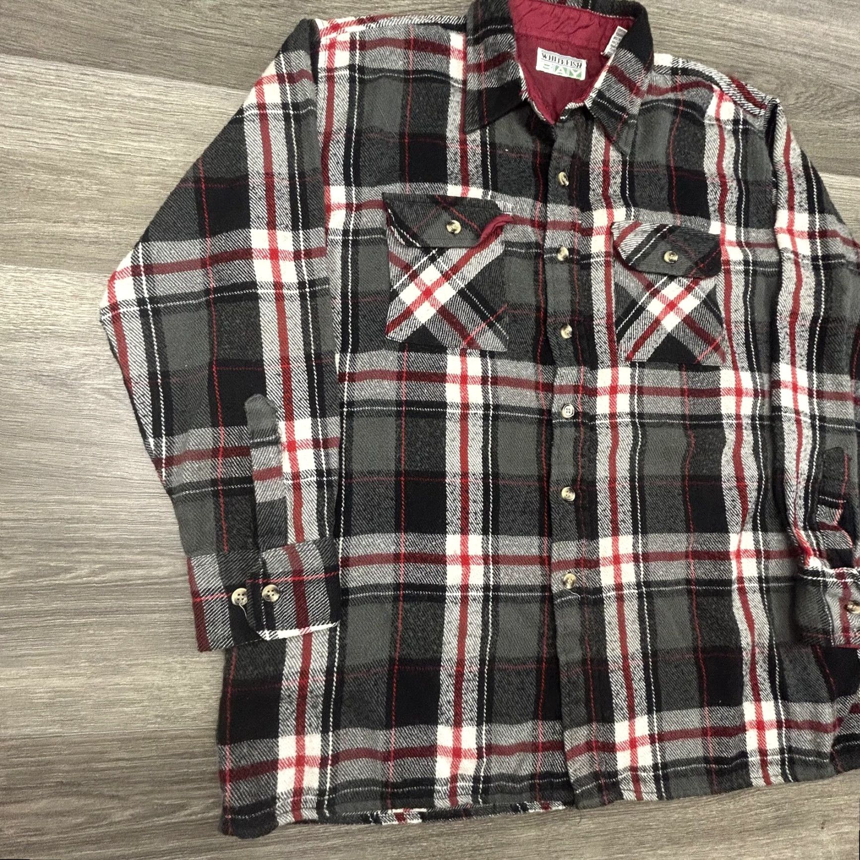 Vintage VINTAGE Whitefish Bay Shirt Jacket Mens XL Plaid Lined Flannel Black Red 80s 90s Size US XL / EU 56 / 4 - 3 Thumbnail