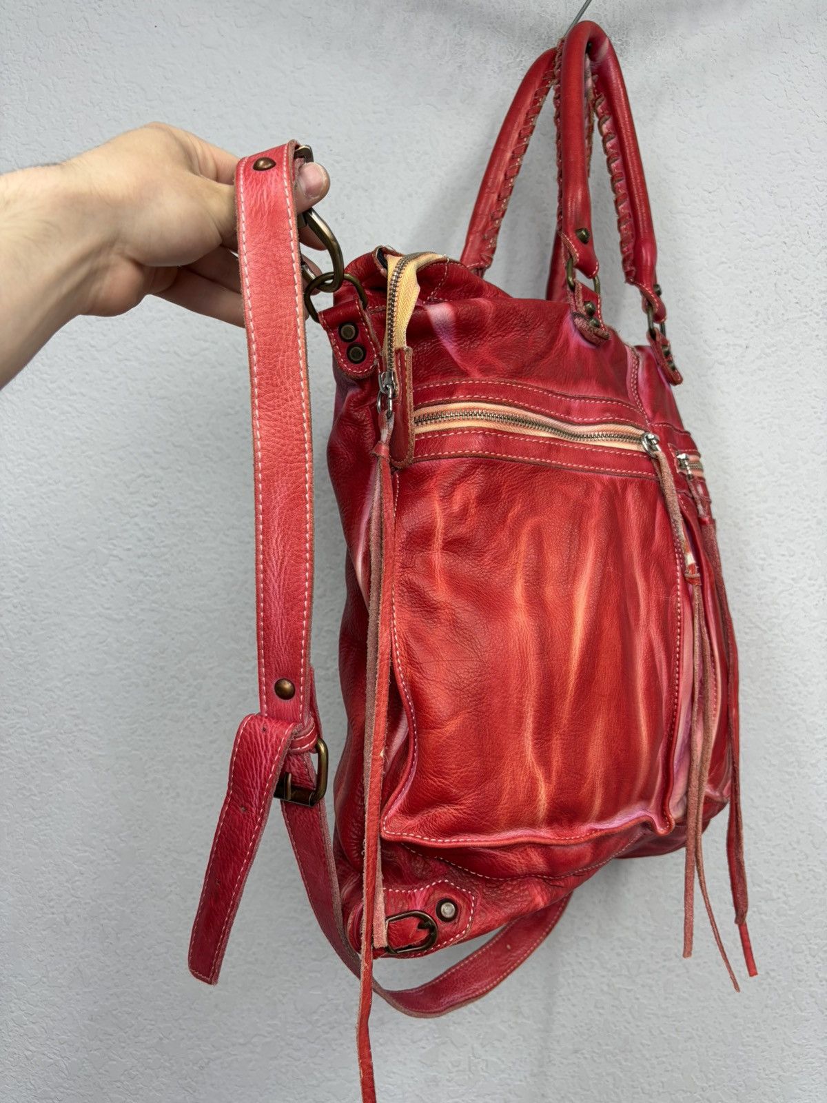 KMRii Balenciaga City Style Red Distressed Leather Bag Y2K Archive Size ONE SIZE - 9 Thumbnail