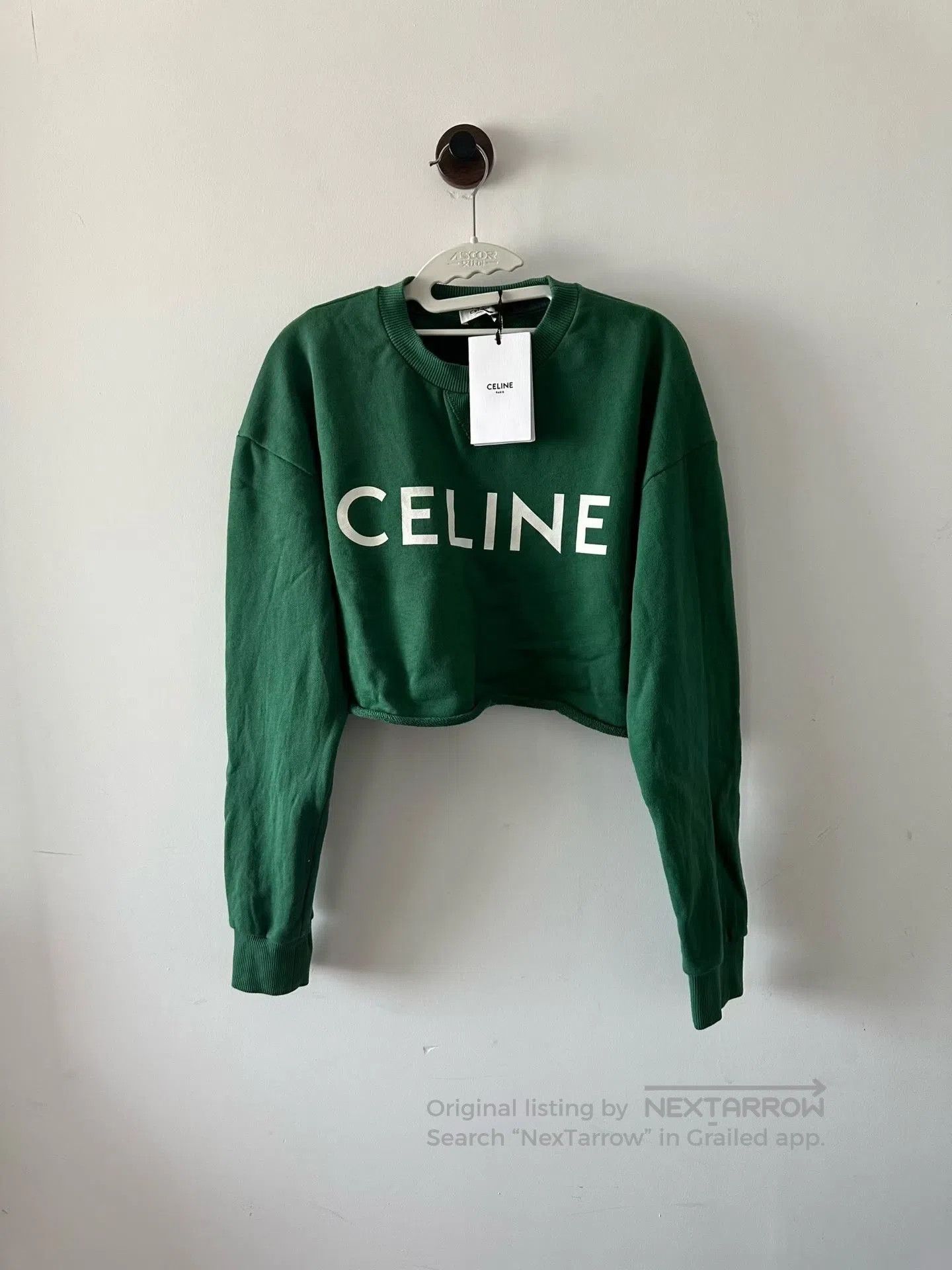 Celine CELINE Dark green slogan short hoodie| Size XS / US 0-2 / IT 36-38 - 1 Thumbnail