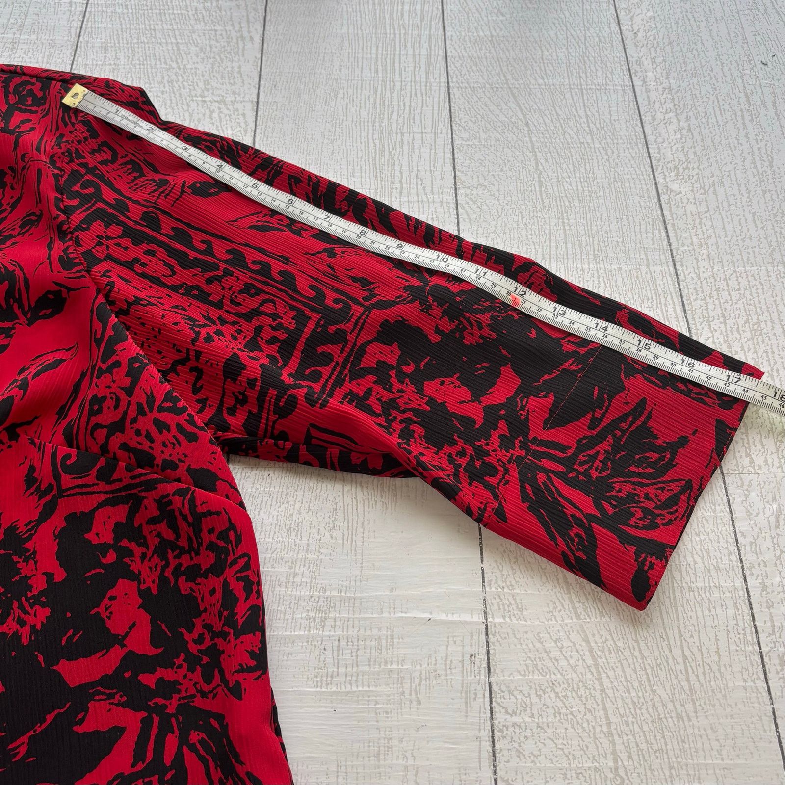 Other Alia Red Black Floral Button Down Blouse Size 16W Pleated Size XXL / US 16-18 / IT 52-54 - 4 Thumbnail