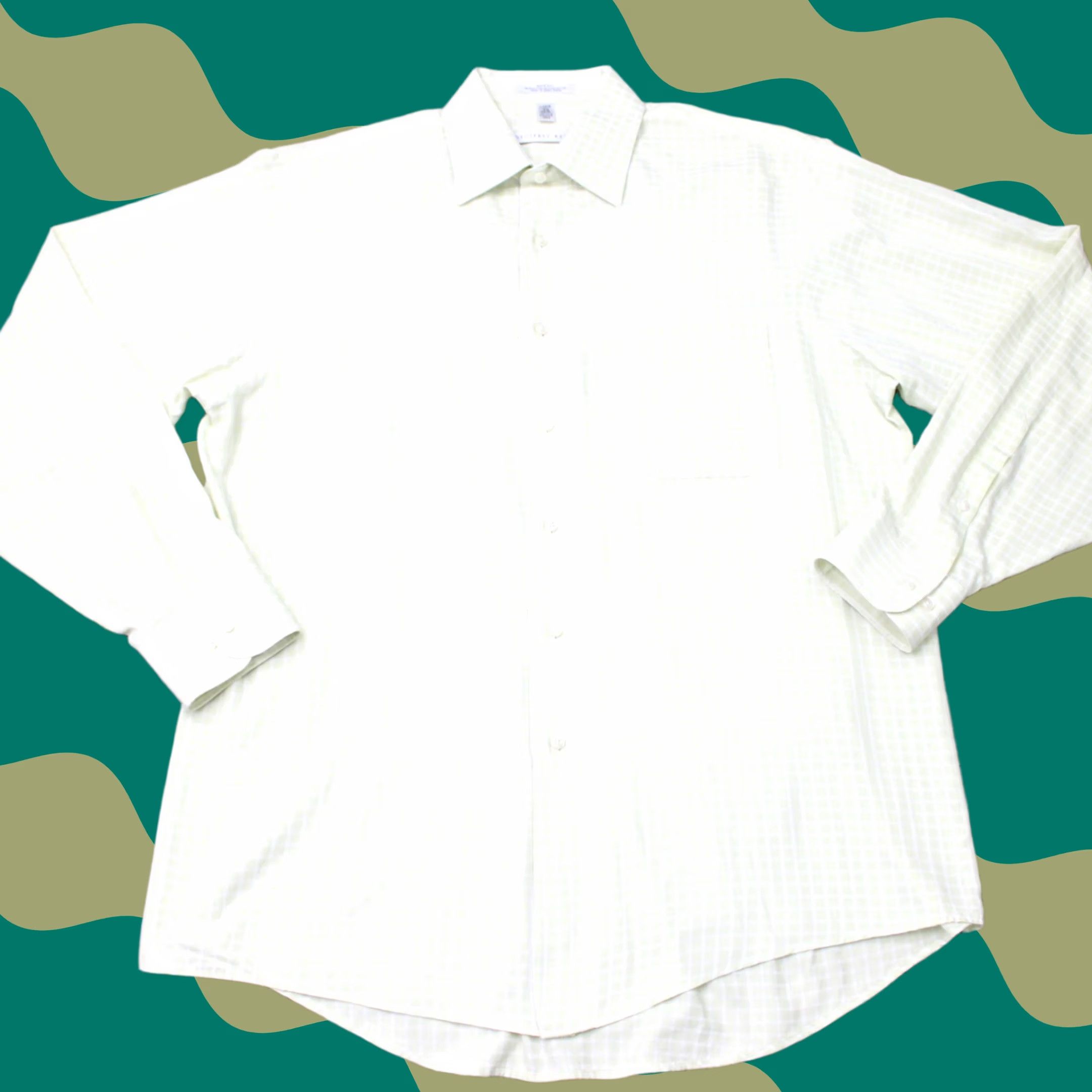 Geoffrey Beene Geoffrey Beene Shirt Mens Large 16 1/2 34/35 Yellow Check Quick Dry Long Sleeve Button-Up Shirt Size US L / EU 52-54 / 3 - 1 Thumbnail
