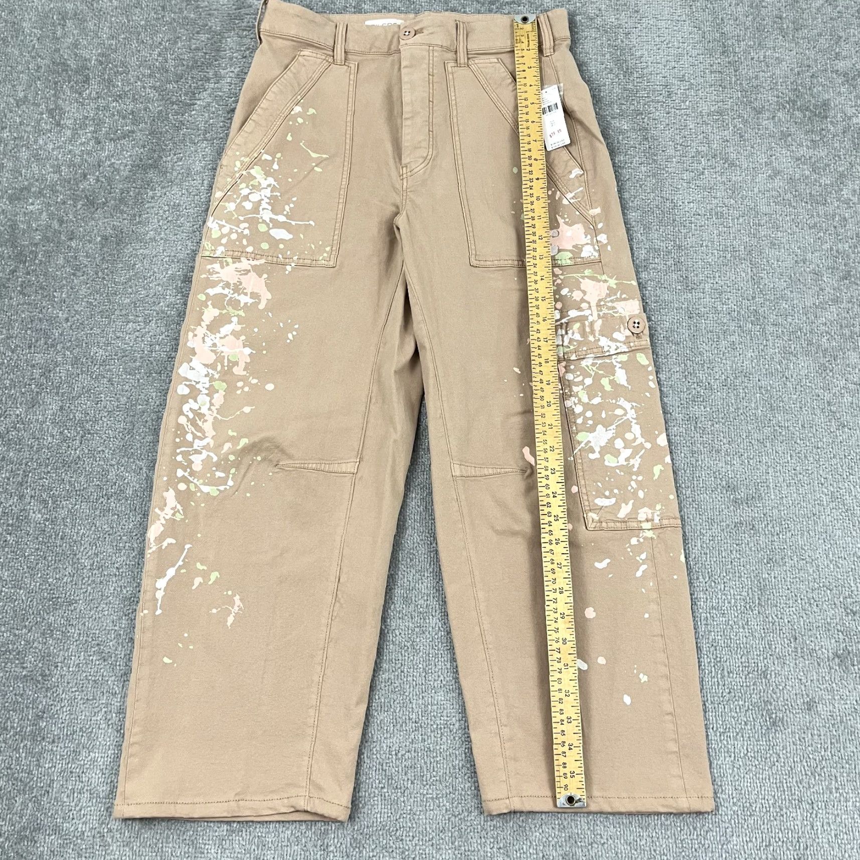 Vintage Pilcro Millie Low Slung Barrel Pants Womens 29 Brown Paint Splatter Modern Art Size 29" - 6 Thumbnail