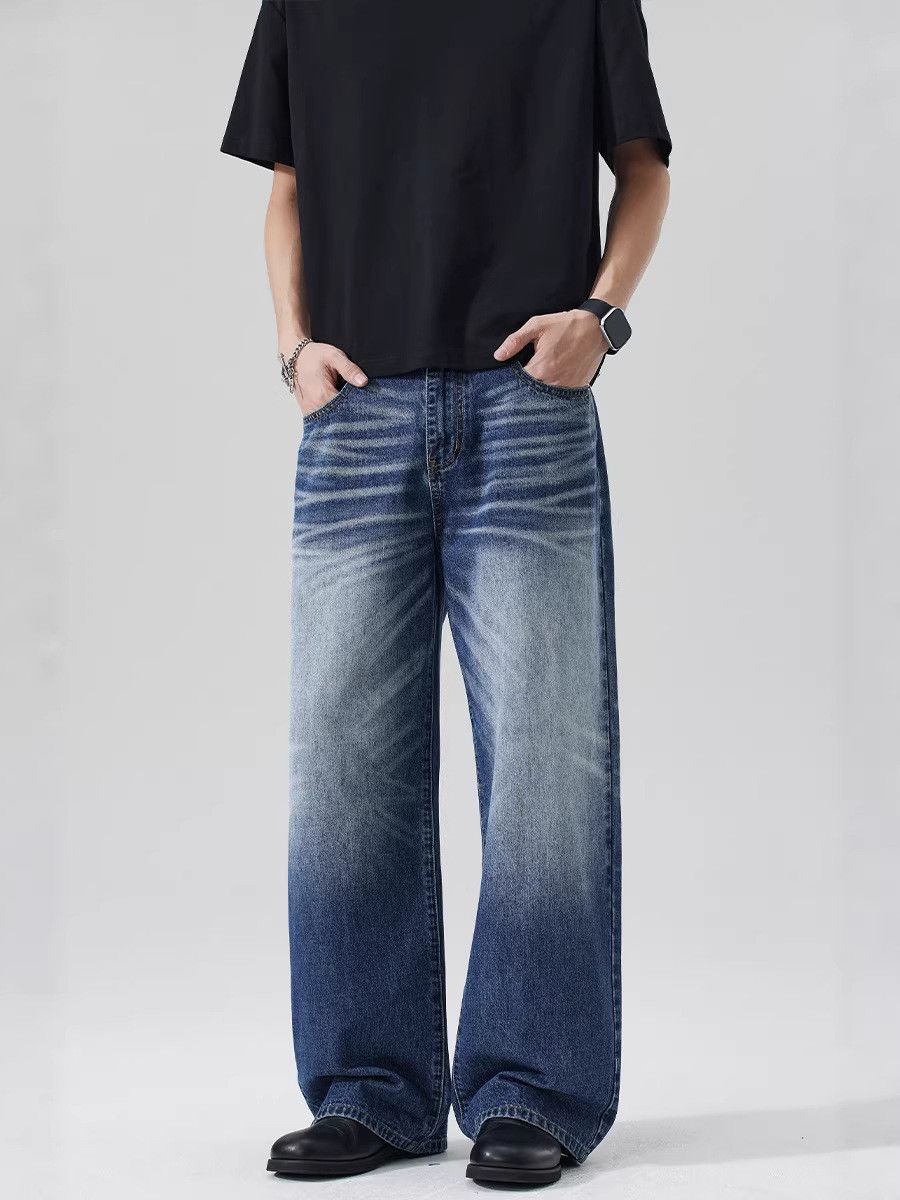 Japanese Brand Washed whiskered straight leg jeans for men Size US 32 / EU 48 - 3 Thumbnail