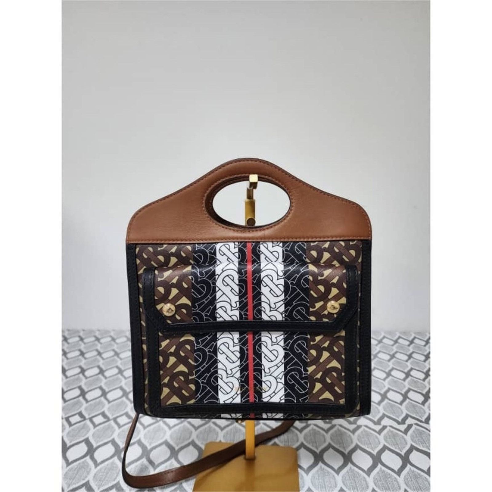 Burberry BURBERRY Pocket Mini Monogram Stripe E-Canvas Shoulder Bag B Size ONE SIZE - 1 Thumbnail