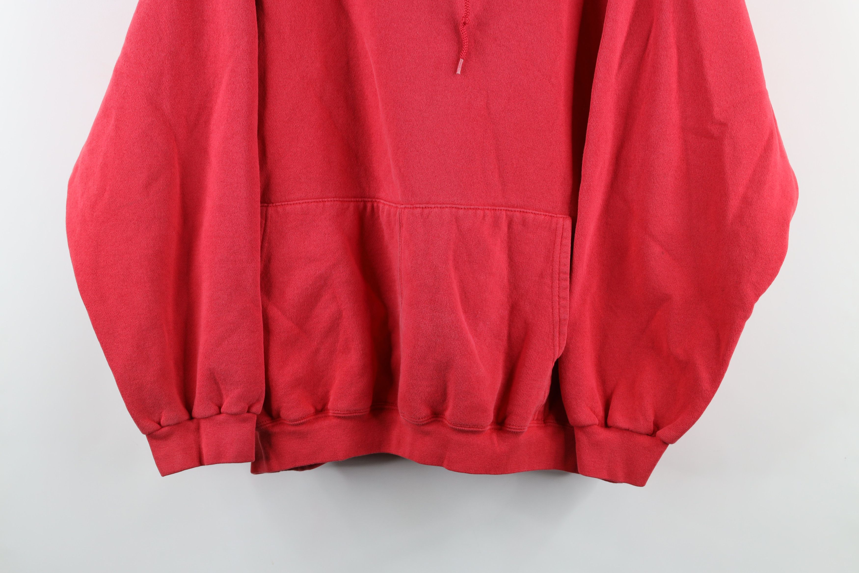 Vintage Vintage 90s Streetwear Faded Blank Hoodie Sweatshirt Red Size US XL / EU 56 / 4 - 3 Thumbnail