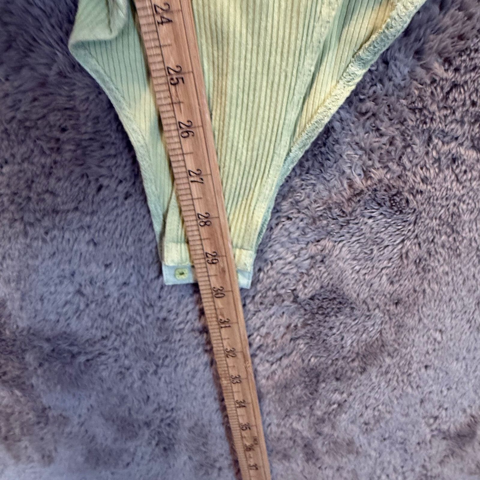 Other Saints Secrets Green Ribbed Shirred Bodysuit Long Sleeve Top Size L / US 10 / IT 46 - 14 Thumbnail