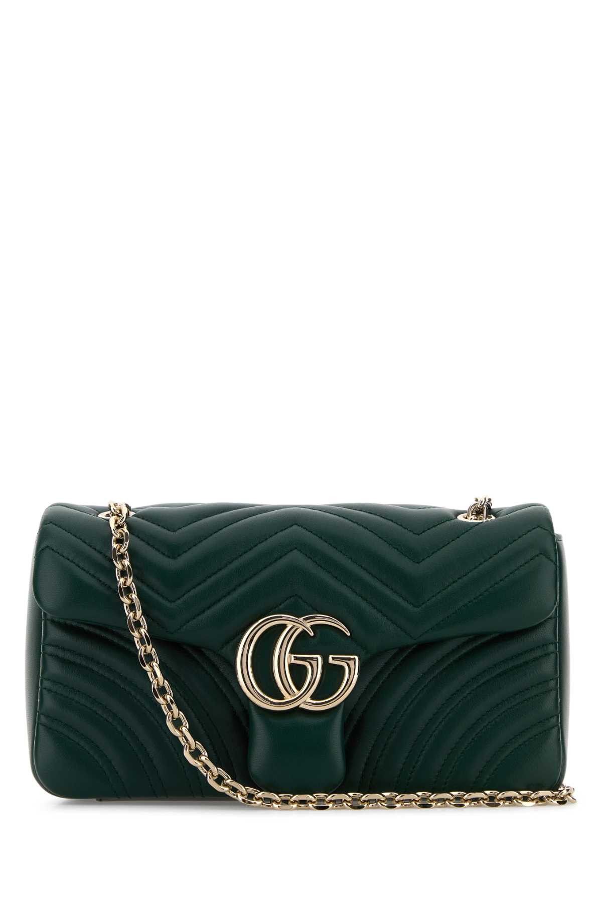 Gucci Dark Green Nappa Leather Medium Gg Marmont Shoulder Bag Size ONE SIZE - 1 Thumbnail