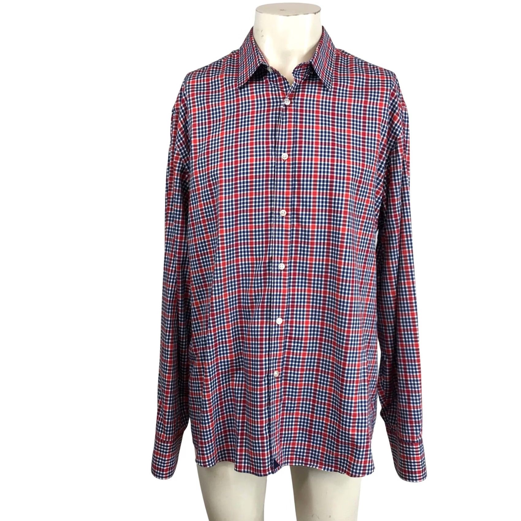 UNTUCKit UNTUCKit Shirt Plaid Long Sleeve Button-Down XX Large Red Blue Mens Regular Casual Workwear Made in USA Size US XXL / EU 58 / 5 - 2 Thumbnail