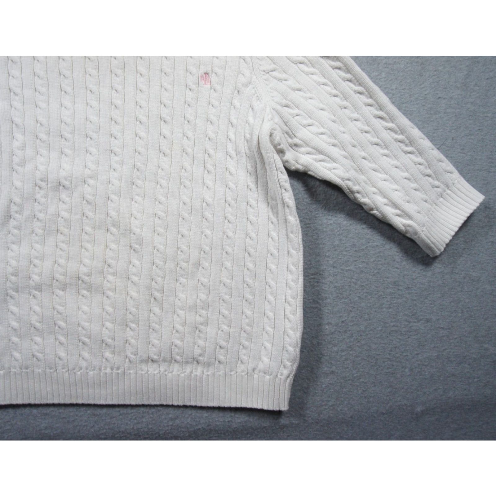 Ralph Lauren Lauren Ralph Lauren Sweater Womens 2X White Cable Knit Pullover Cotton Ladies Shirt Size XXL / US 16-18 / IT 52-54 - 4 Thumbnail