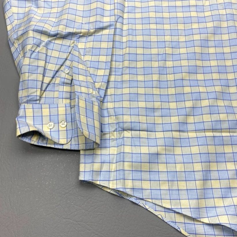 Lands' End Vintage Lands' End Shirt Mens 2XL Button-Down Long Sleeve Pocket Blue Yellow Check Plaid Shirt Size US XXL / EU 58 / 5 - 3 Thumbnail