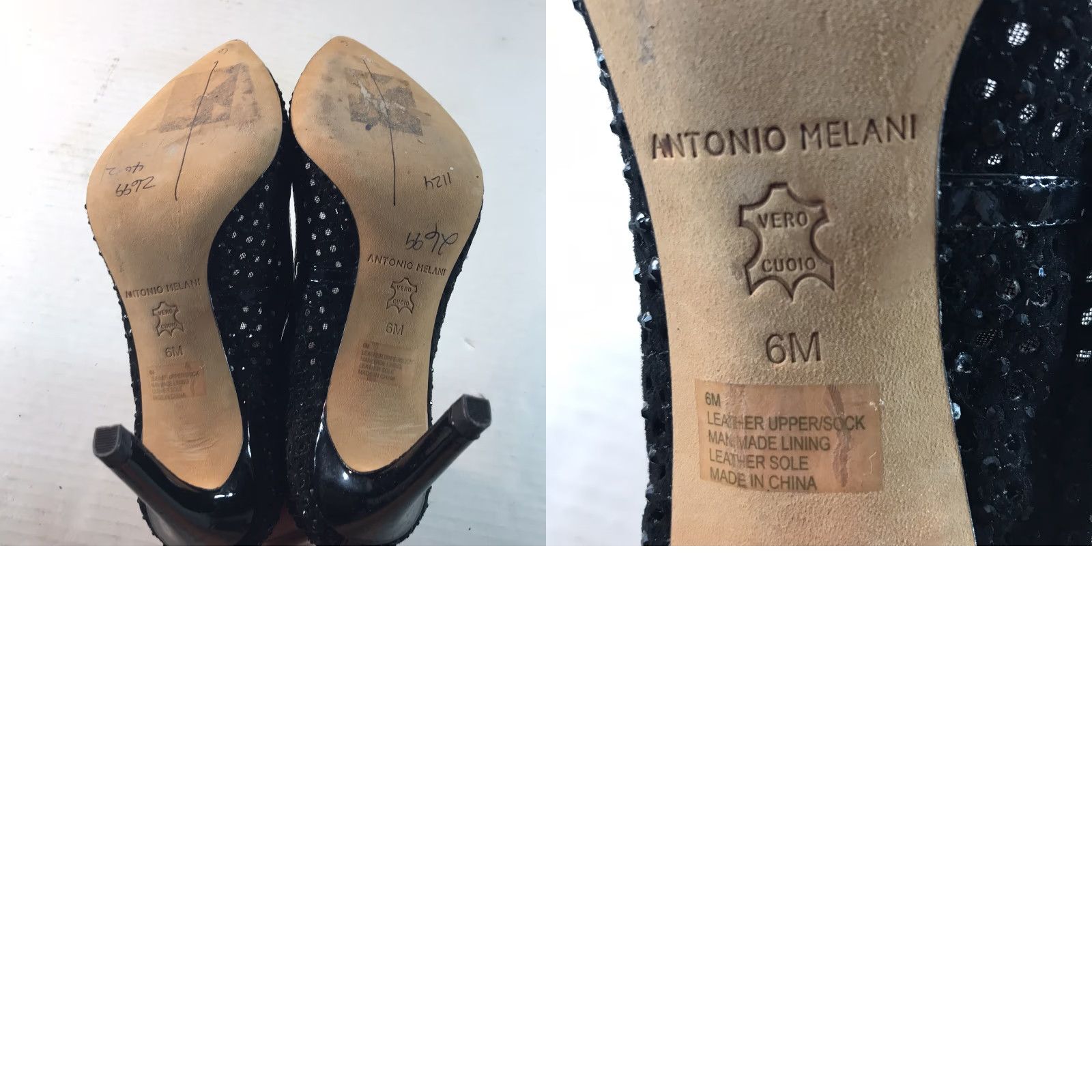 Vintage VINTAGE Antonio Melani Black Leather Sequin Pump Women's Size 6M High Heel 3.5in Stiletto Pointed Toe Going Out Size US 6 / IT 36 - 8 Thumbnail