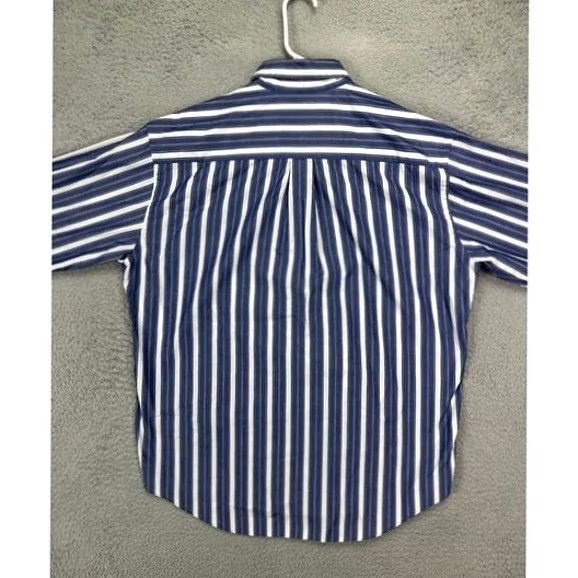 Vintage L.L. Bean Shirt Mens Large Blue White Striped Button-Down Pockets Short Sleeve Casual Size US L / EU 52-54 / 3 - 3 Thumbnail