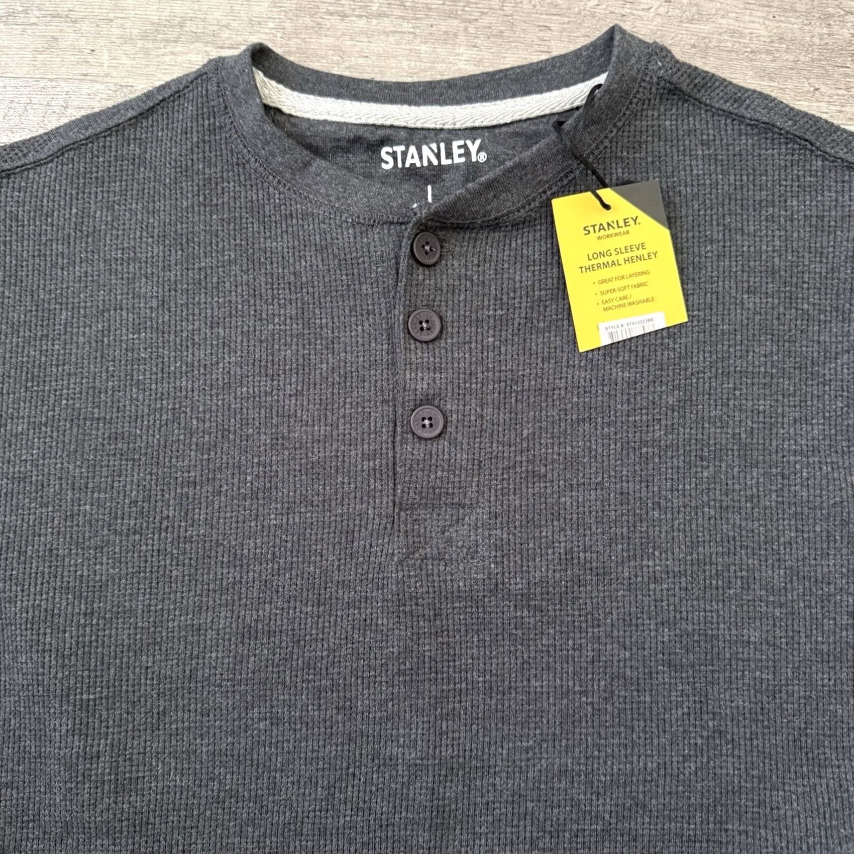 Vintage STANLEY WORKWEAR Long Sleeve Thermal Henley Men L Gray Cotton Blend Tee NEW Size US L / EU 52-54 / 3 - 6 Thumbnail