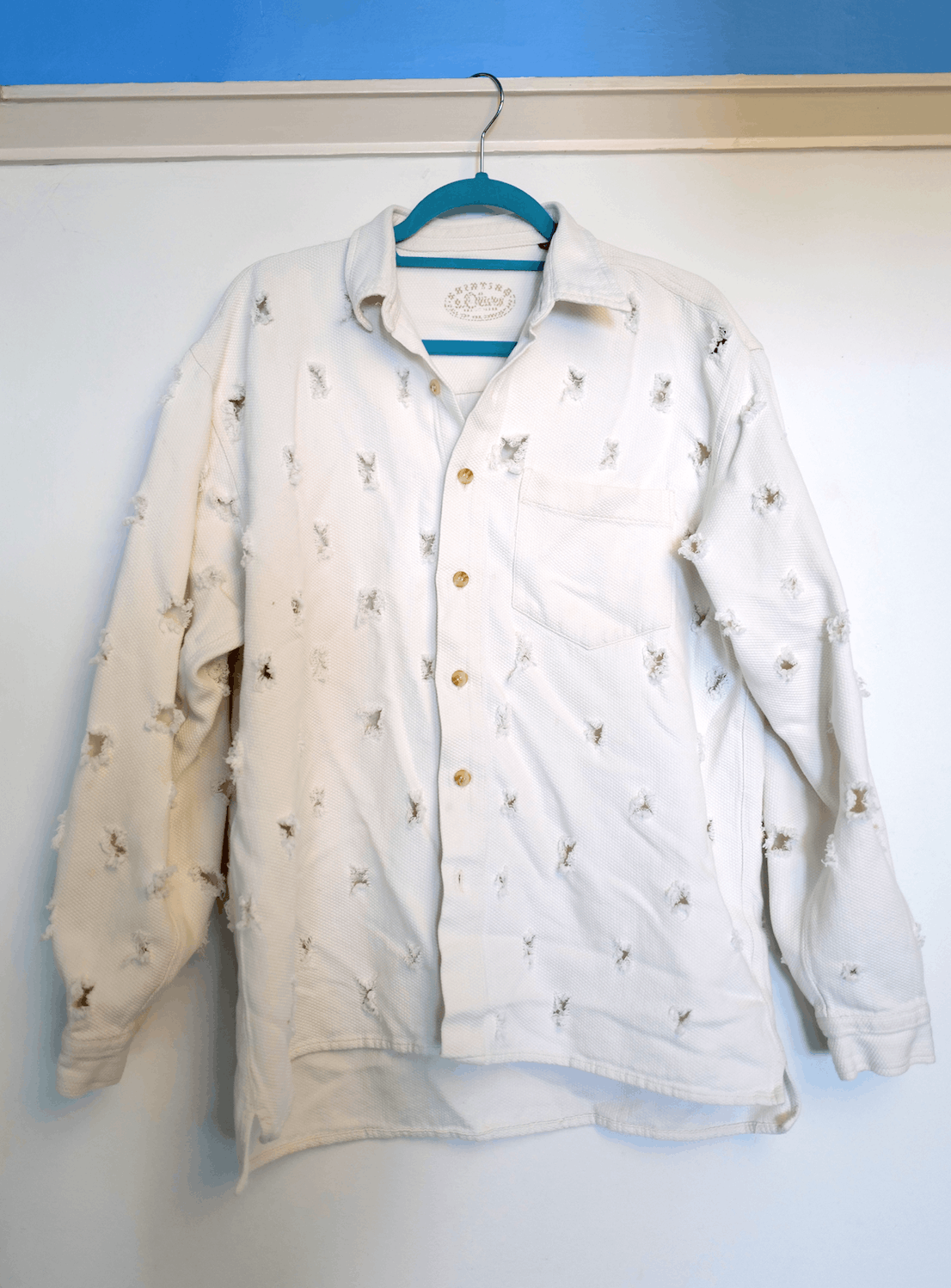 Designer Textured Avant Garde Distressed Button Up Size US M / EU 48-50 / 2 - 1 Thumbnail