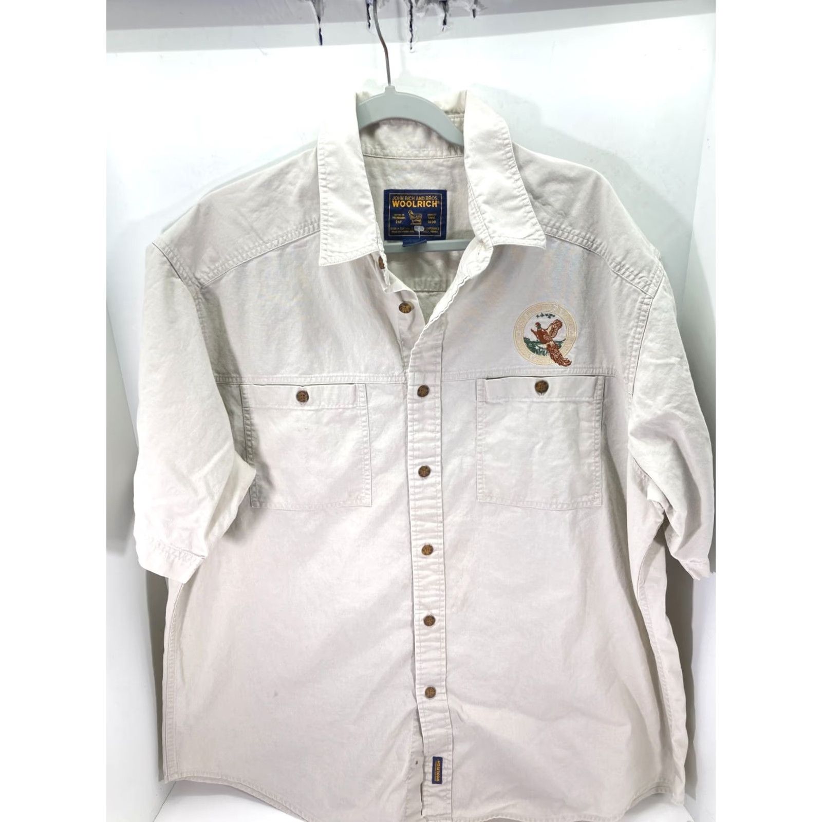 Vintage Woolrich Joshua Creek Ranch Shirt Men 2XL Beige Button-Up Embroidered Bird Logo Size US XXL / EU 58 / 5 - 4 Thumbnail