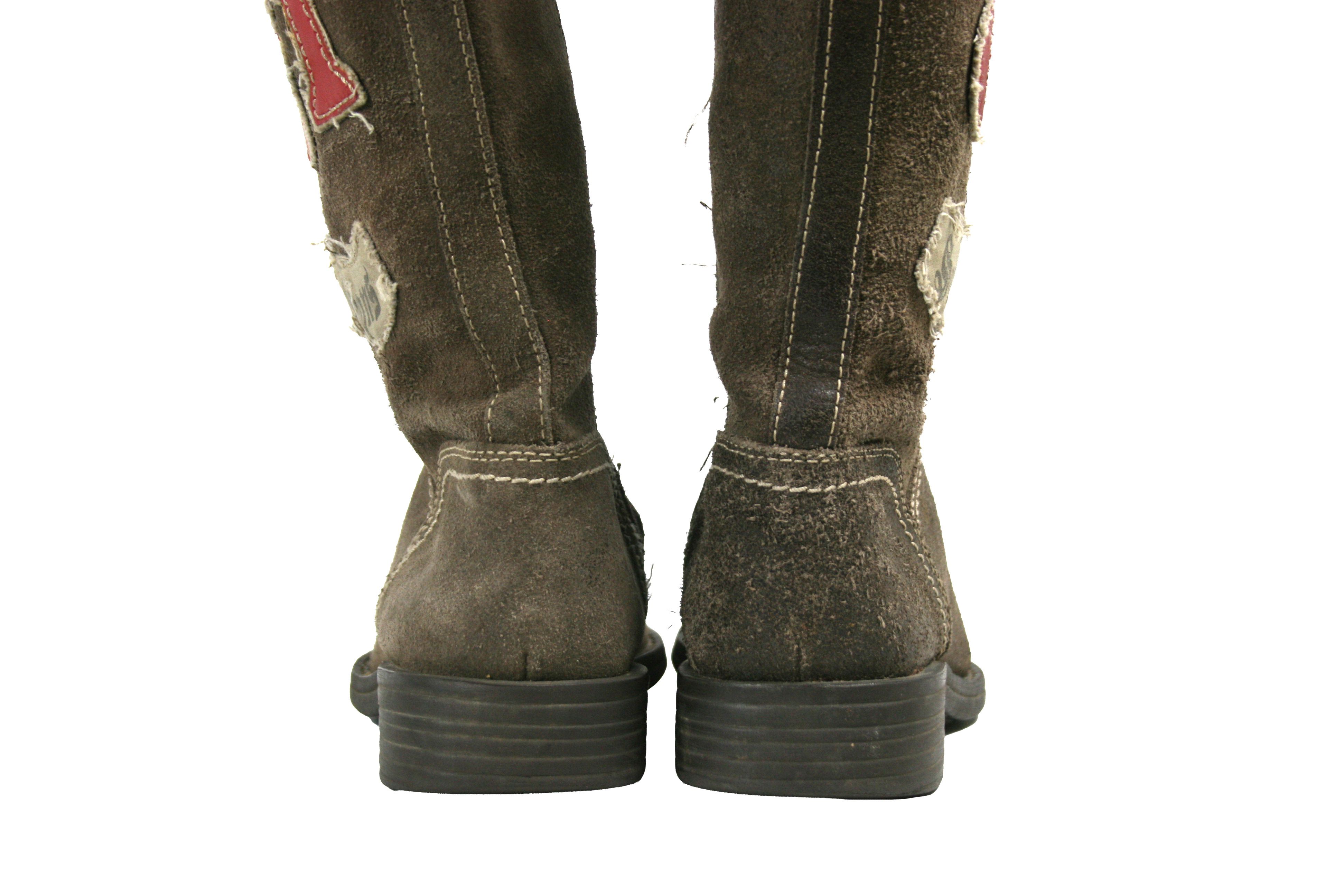 Replay 00S Y2K Moto High Suede Boots Vintage Size US 5 / IT 35 - 10 Thumbnail