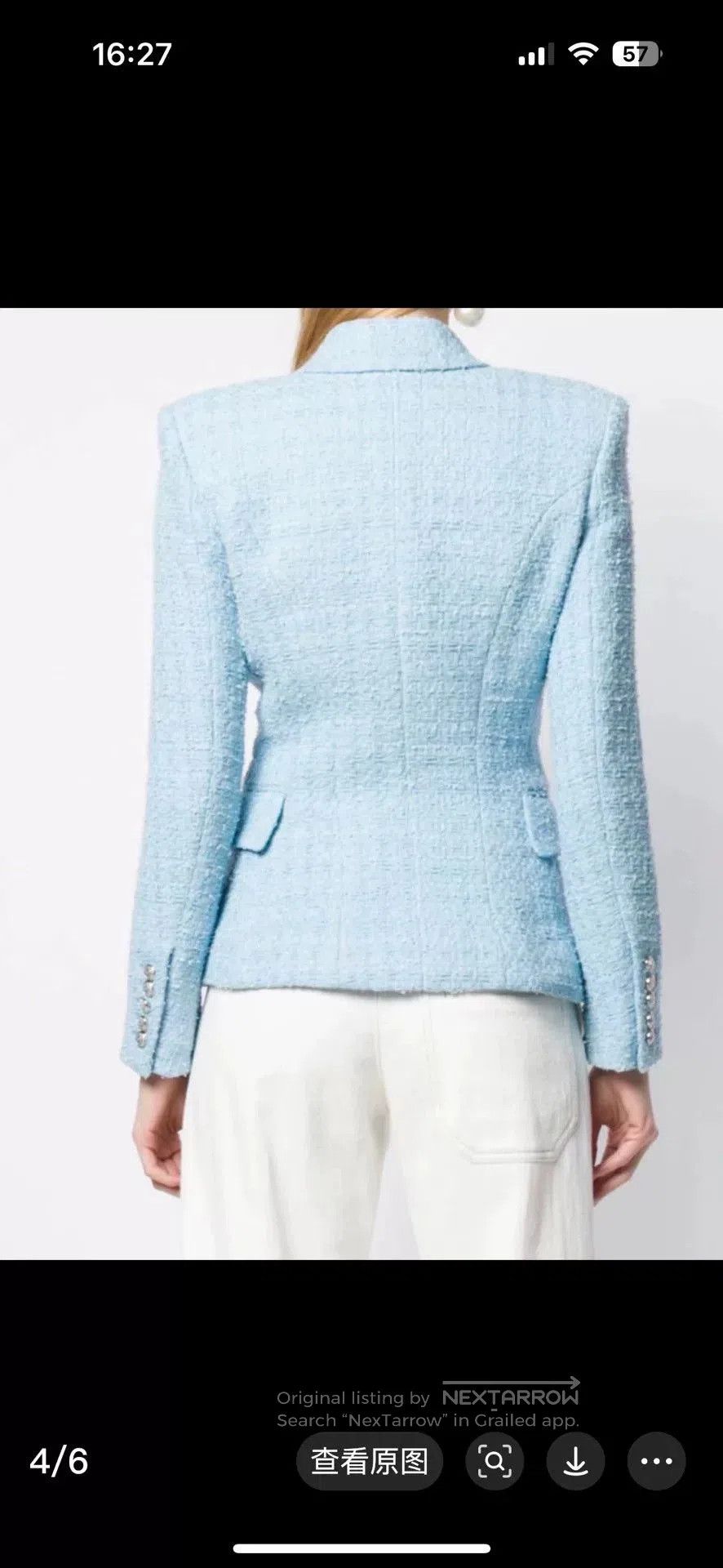 Balmain Balmain Sky Blue Tweed Jacket Size 36. Size XS / US 0-2 / IT 36-38 - 2 Thumbnail