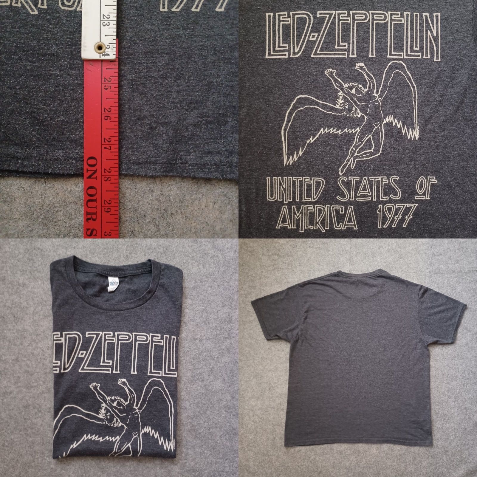 Vintage Led Zeppelin T Shirt Mens XL Gray Rock 2011 United States of America 1977 Graphic Print Crew Neck Short Sleeve Cotton Polyester 707 Mens T-Shirt Size US XL / EU 56 / 4 - 8 Thumbnail