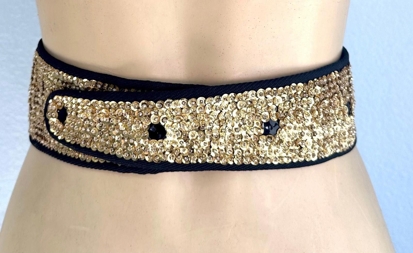 Fashion Victim Sequin Cummerbund Fashion Belt Lite Gold Size ONE SIZE - 2 Thumbnail