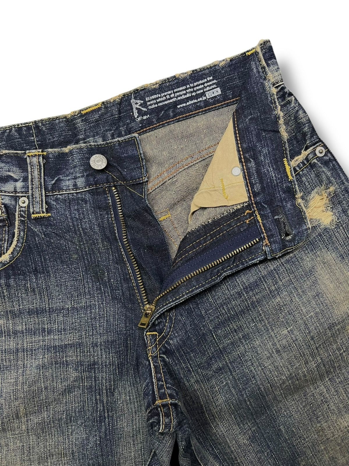 Edwin Vintage 00s Edwin 504R - Faded Mud Wash, Distressed Denim Size US 31 - 10 Thumbnail