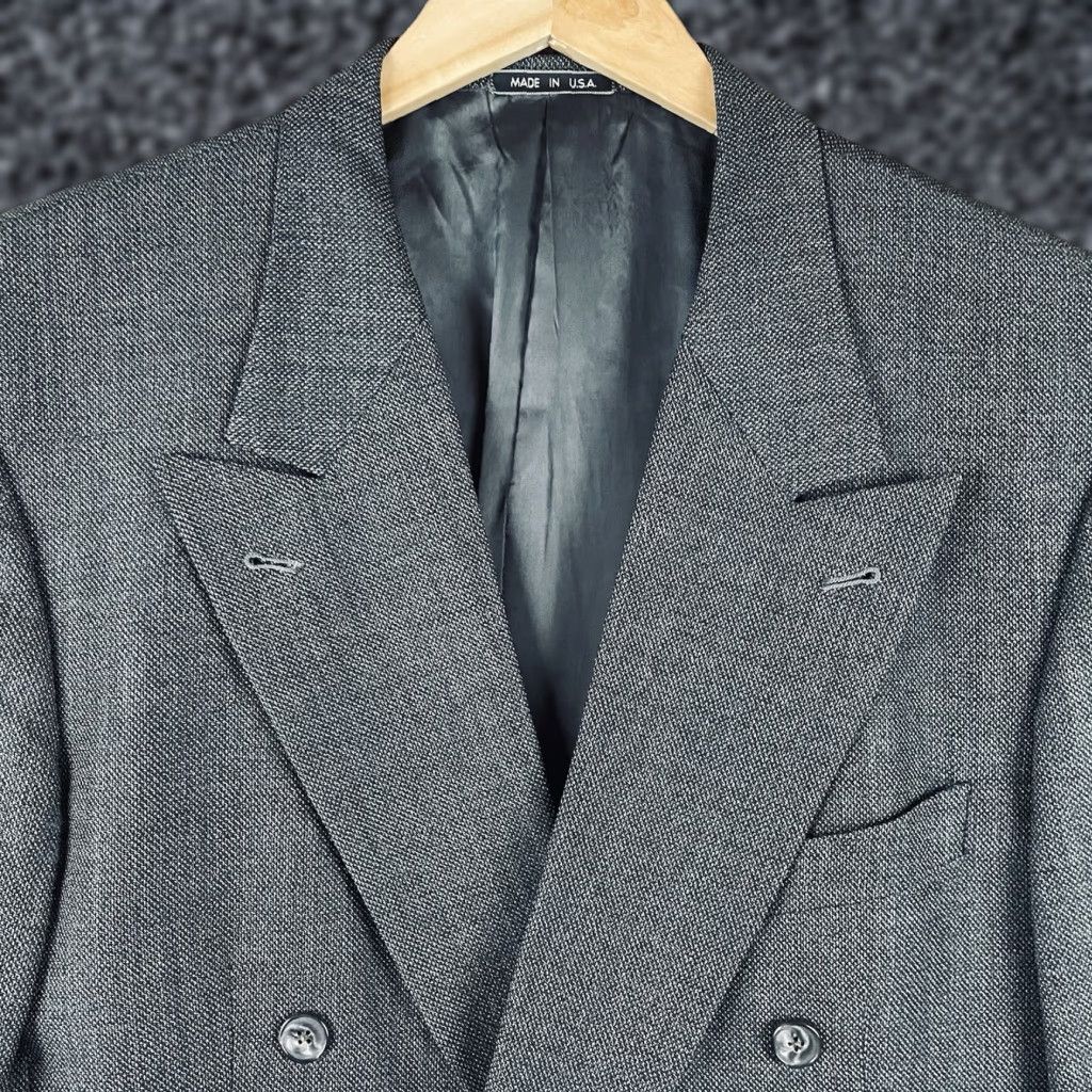 Joseph Abboud VINTAGE Joseph Abboud Blazer Men's 41 Double-Breasted Wool Gray Charcoal Notch Lapel Solid Size 42R - 1 Thumbnail