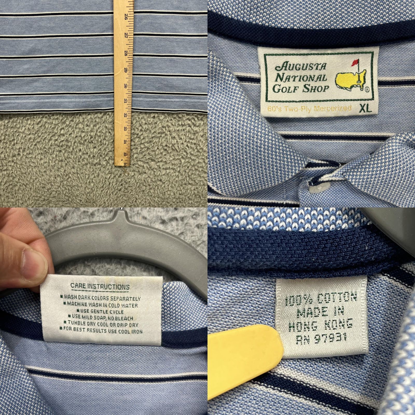 Vintage VINTAGE Augusta National Masters Polo Shirt Mens XL Blue Stripe Logo Augusta National Hong Kong Polo Shirts Size US XL / EU 56 / 4 - 8 Thumbnail