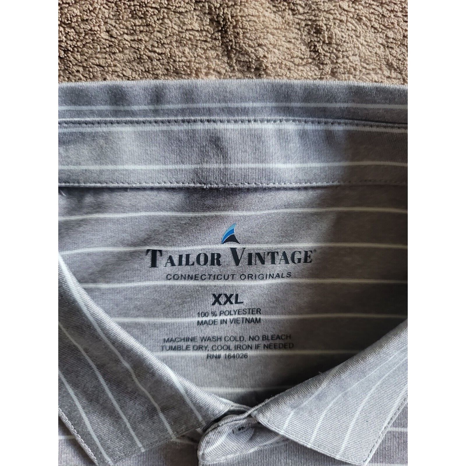 Other Tailor Vintage NWT Mens 2XLarge Polo Heather Stripe Gray Size US XXL / EU 58 / 5 - 2 Thumbnail