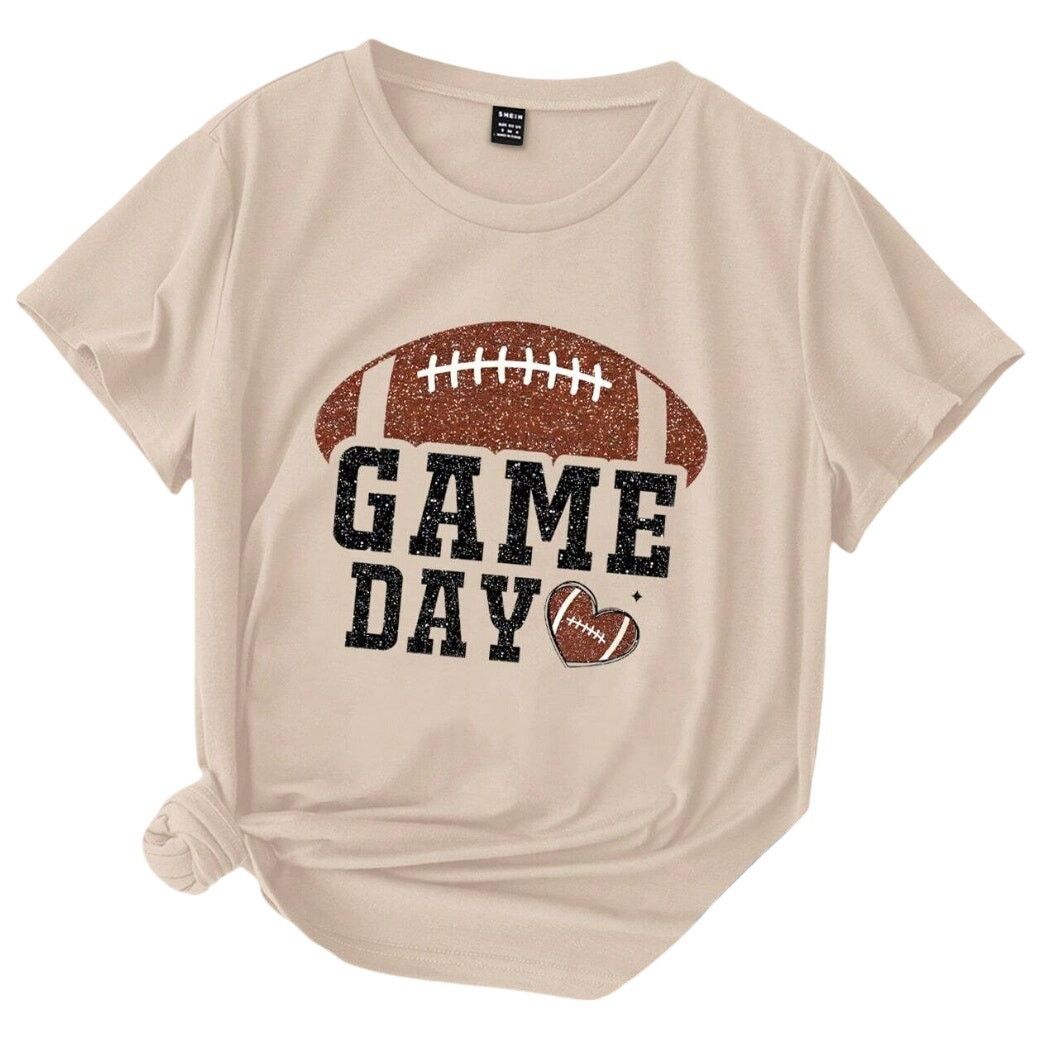 Shein Game Day Football Printed T-Shirt in Brown, Size M Size M / US 6-8 / IT 42-44 - 1 Preview