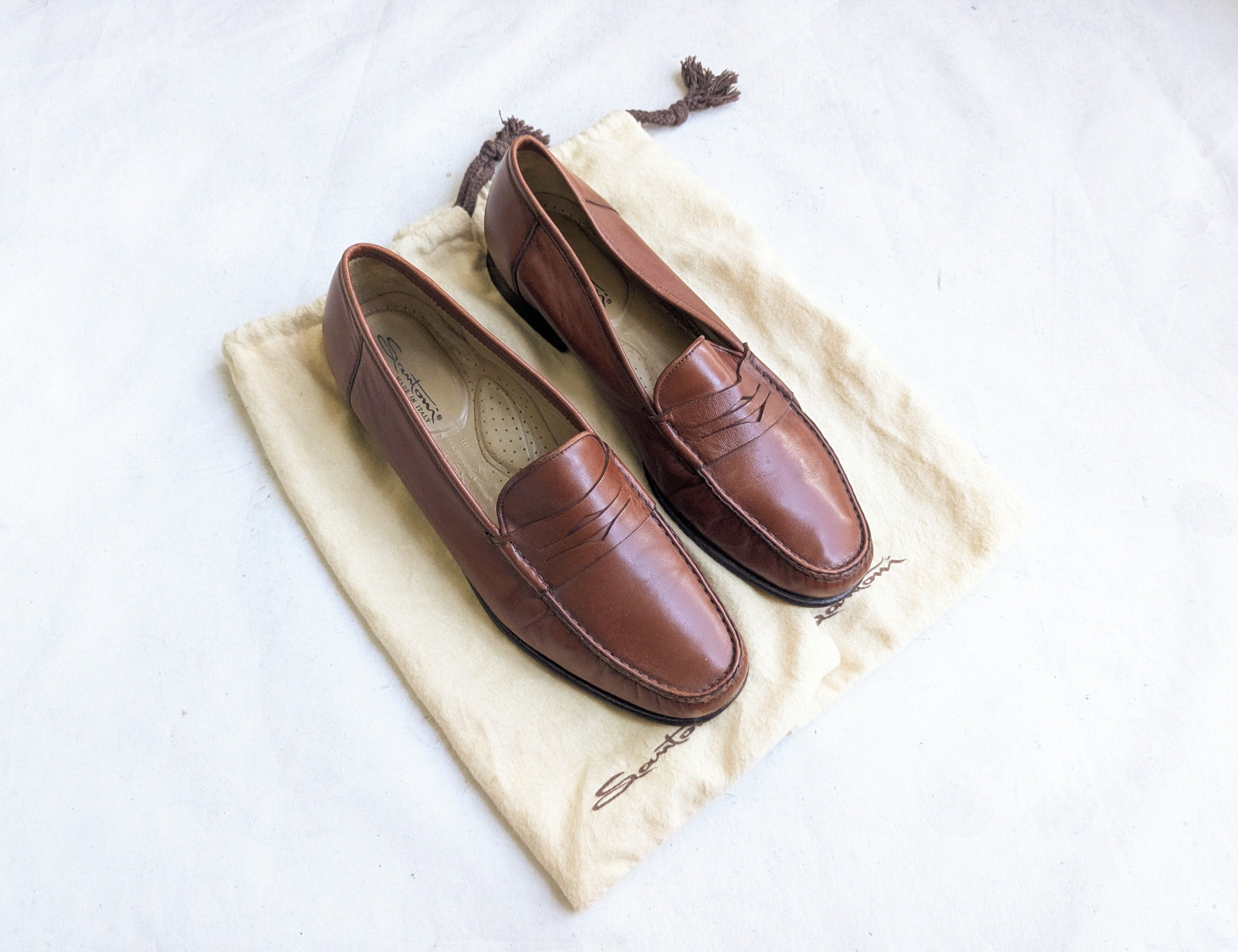 Santoni Santoni Penny Loafers Brown Leather 10.5 D Slip Ons Size US 10.5 / EU 43-44 - 1 Thumbnail