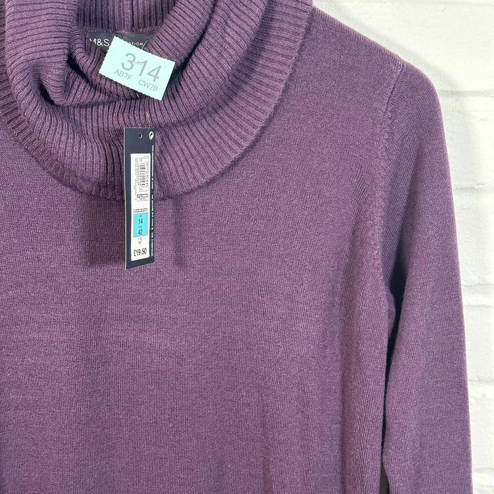 Designer M&S Collection Women's Purple and Burgundy Dress Size L / US 10 / IT 46 - 1 Thumbnail