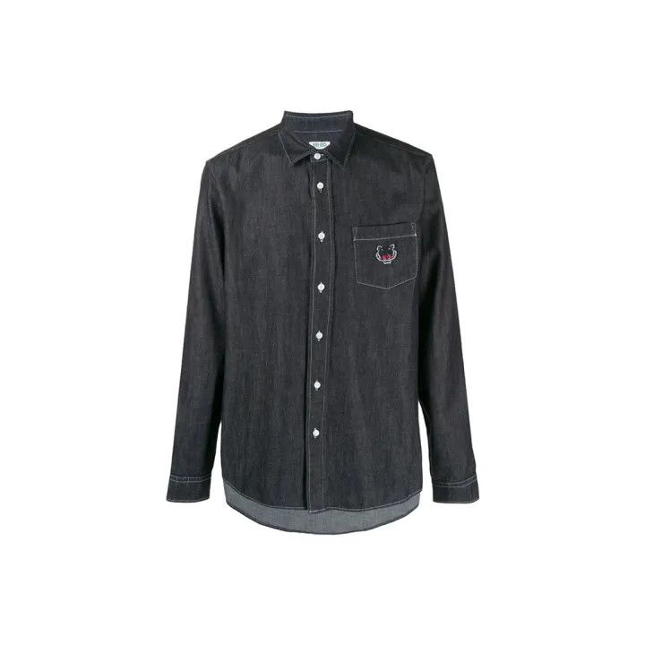 Kenzo KENZO Dark Gray Casual Long Sleeve Shirt 0079 Size US L / EU 52-54 / 3 - 1 Thumbnail